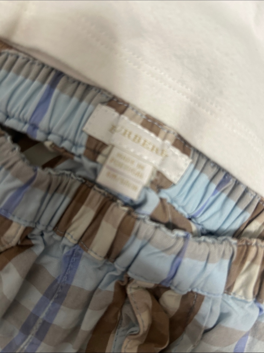 Authentic Burberry Baby Two-Piece Set with Blue Plaid Shorts - Picture 2 of 5